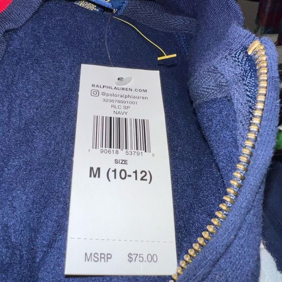 NWT Ralph Lauren Polo Zip Cotton Cardigan Jacket Big Pony Boys Sz M 10-12 - Picture 5 of 6